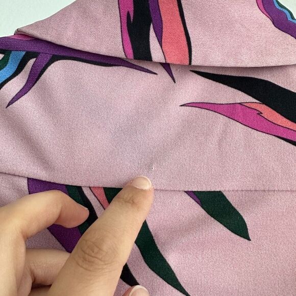 Emilio Pucci Blouse Womens 2 Pink Abstract Printed Long Sleeve Button Down Top - Picture 12 of 15